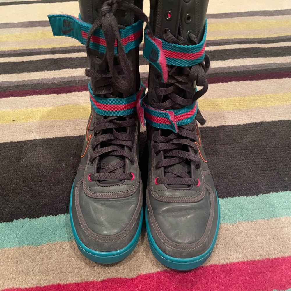 Nike High-Top Sneakers - Gray Teal and Pink Nike Vandals